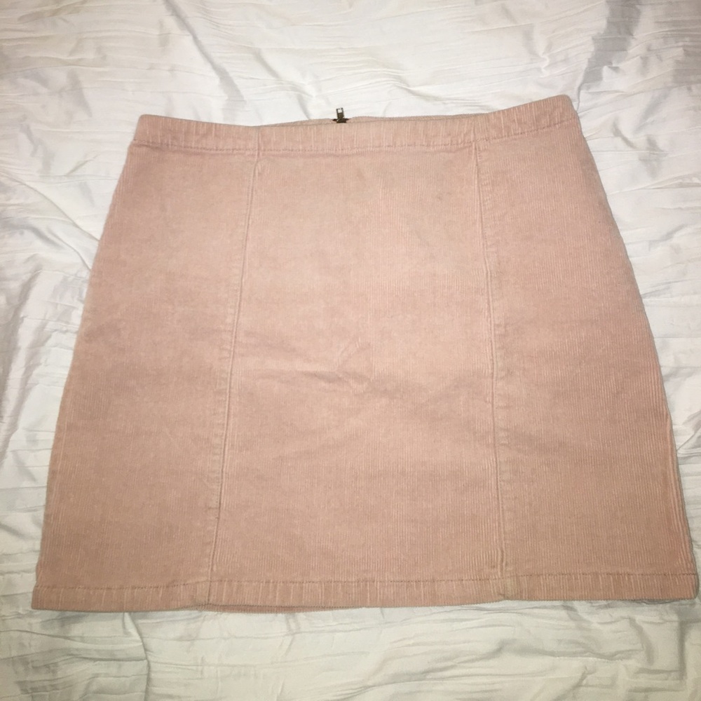 pink corduroy mini skirt